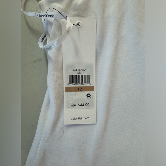 NWT, Calvin Klein Women's Pleat Neck Sleeveless Cami, White, Size 12 - Picture 8 of 8